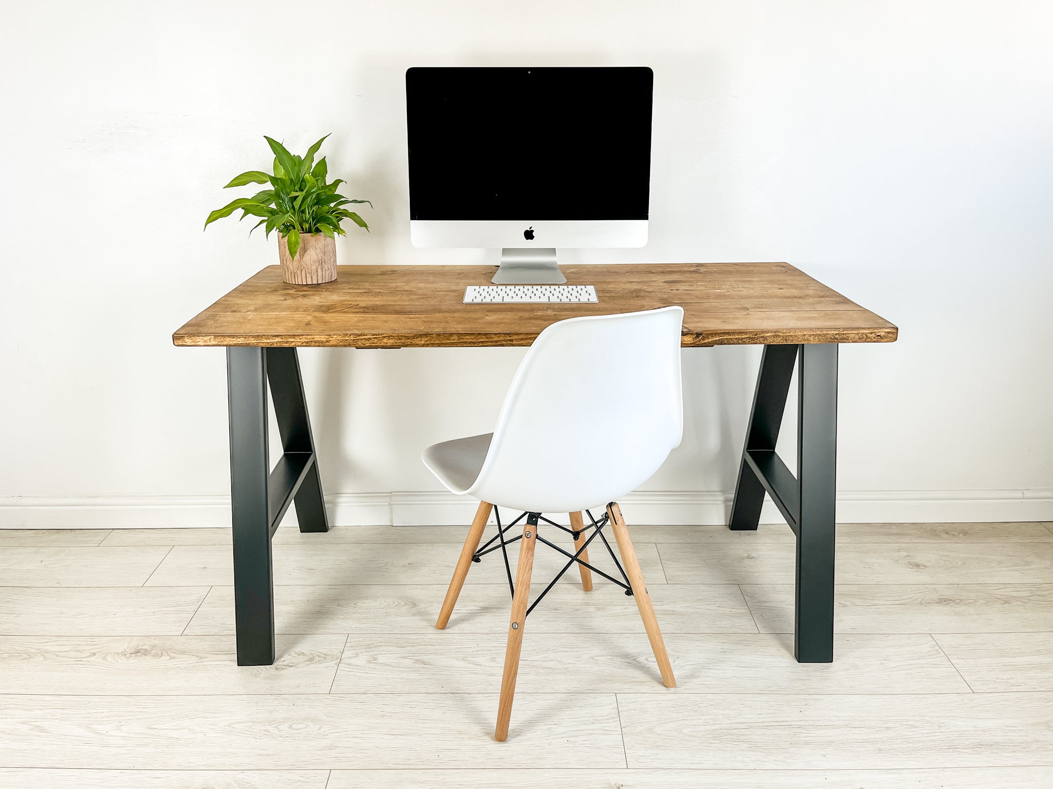 Rustic Wood Desk with Steel A-Frame Legs