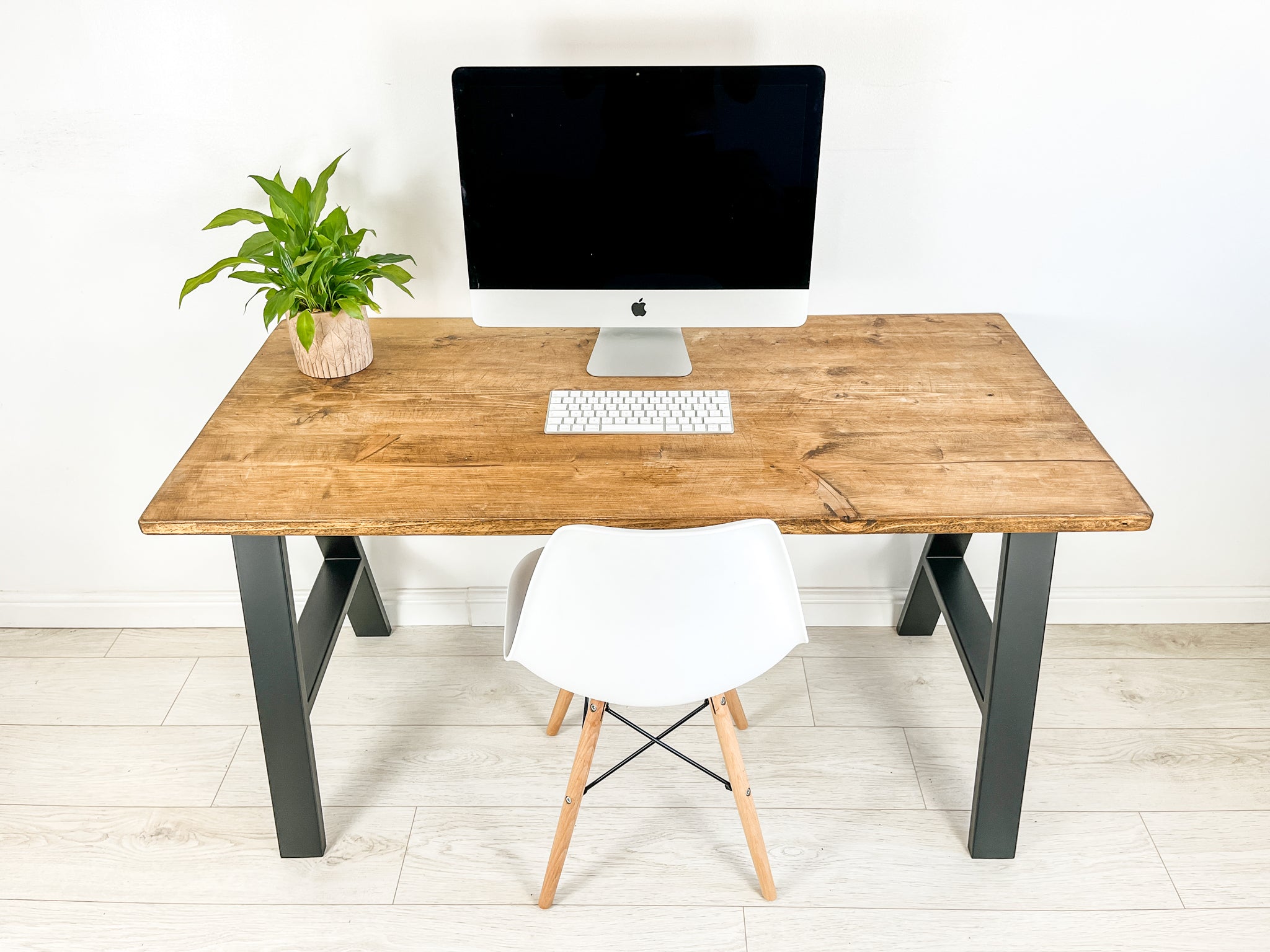 Rustic Wood Desk with Steel A-Frame Legs